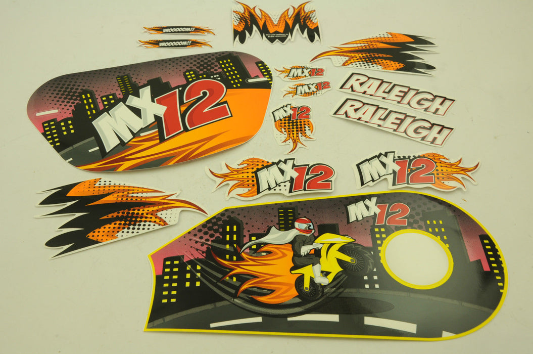 12” RALEIGH MX12 DECAL TRANSFER SET,STICKER PACK SUIT OTHER BIKES WTFRX12