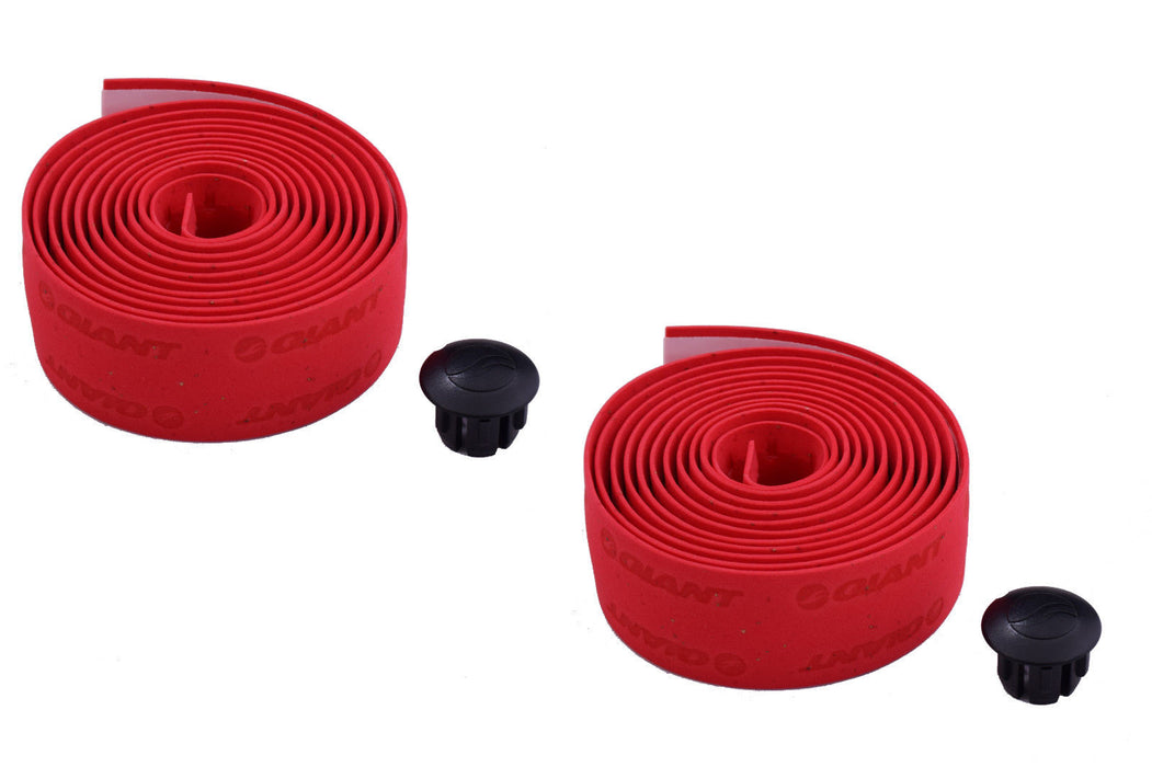 GIANT SOFT COMFORT GEL CORK ROAD BIKE HANDLEBAR TAPE RED WITH BAR END PLUGS