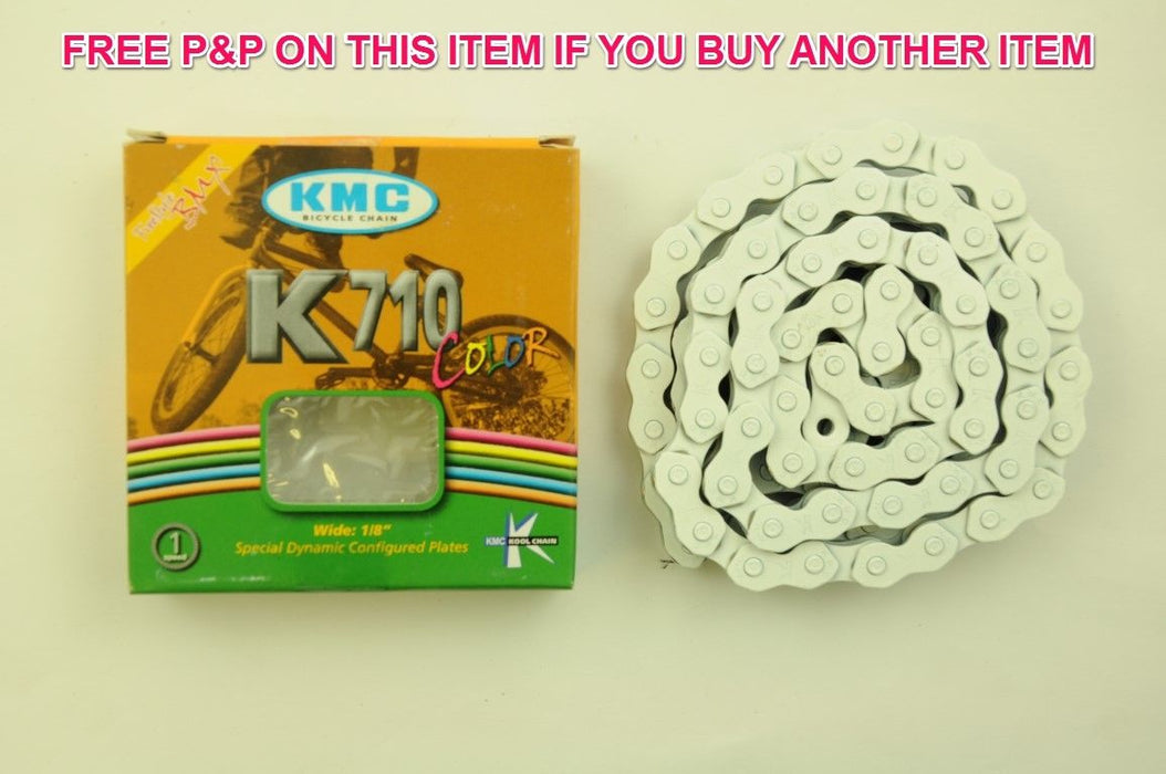 WHITE HIGH QUALITY CHAIN KMC KOOL K710 BMX-FIXIE CHAIN 1-2" x 1-8" SALE 66% OFF