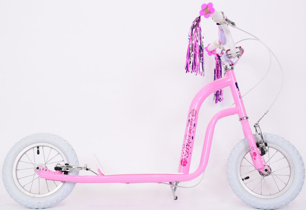 TOP QUALITY PINK GIRLIE 12”WHEEL GIRLS SCOOTER 2 BRAKES,PUMP UP TYRES,STREAMERS