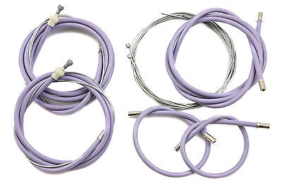FIXIE OR SPORTS RACING BIKE FULL BRAKE & GEAR CABLE SET TAILOR MADE PURPLE