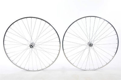 27"x 1 1-4” PAIR OF "POLISHED CHROME LOOK "ALLOY SINGLE SPEED WHEELS