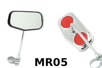 RALEIGH CHOPPER,GRIFTER RETRO STYLE CHROME MIRROR SET WITH REFLECTORS