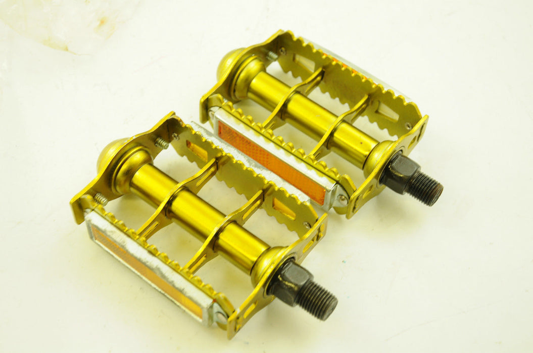 SFE GOLD RAT TRAP 1-2" PEDALS OLD SCHOOL BMX 80's MADE MONGOOSE HARO GT NOS LAST