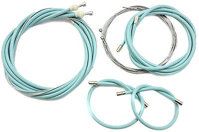FIXIE OR SPORTS RACING BIKE FULL BRAKE & GEAR CABLE SET TAILOR MADE BLUE