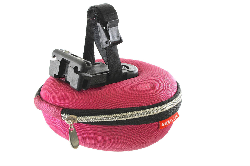 BATAVUS LARGE PINK QUICK RELEASE CLAMSHELL CYCLE CLIP ON SADDLE STASH BAG