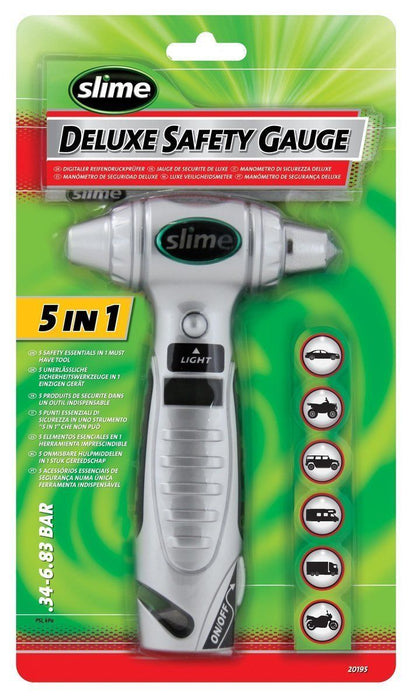 5 In 1 Slime Deluxe Digital Tyre & Tread Gauge, Belt Cutter, Hammer, Torch