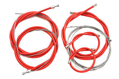 FIXIE OR SPORTS RACING BIKE FULL BRAKE & GEAR CABLE SET TAILOR MADE RED