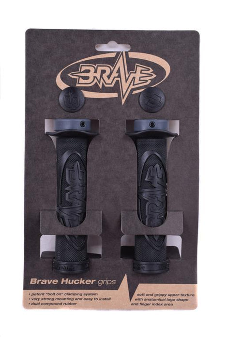 BRAVE 'HUCKER’ HANDLEBAR GRIPS LOCK-ON 22.2mm SINGLE BLACK LOCK RING 65% OFF
