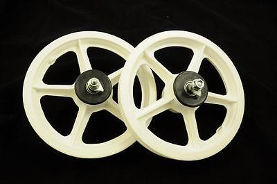 TWO FR 12"MAG WHEELS FOR 12" PUMP UP TYRES,SCOOTERS & SPECIAL PROJECTS WHITE