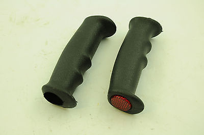 HERRMANS 110mm BIKE HANDLEBAR CYCLE GRIPS BLACK WITH RED SAFETY REFLECTORS NEW