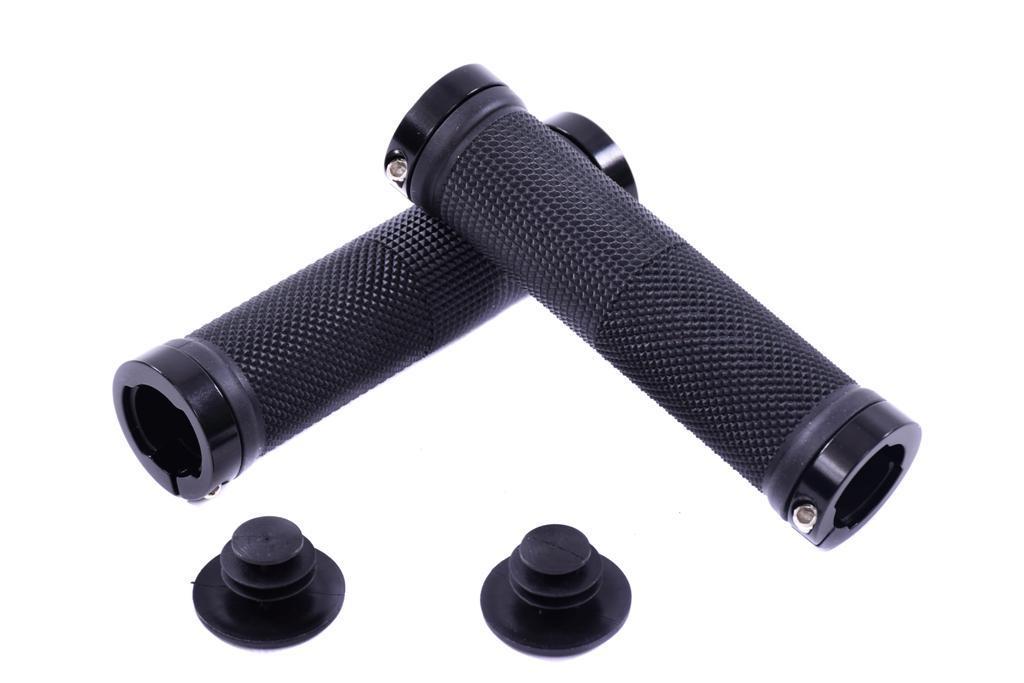 CLARKS QUALITY DOUBLE LOCK ON BIKE HANDLEBAR GRIPS VICE LOCK WITH PLUG IN ENDS