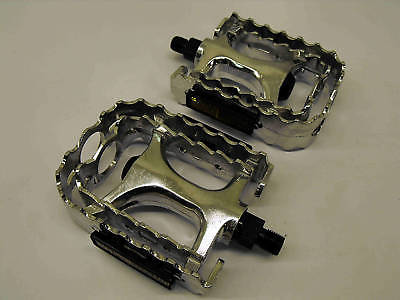 PAIR BMX DOUBLE CAGE ALLOY 1-2” PEDALS WITH STRONG CR-MO CROMOLY AXLES SILVER