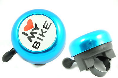 ANODISED BLUE ALLOY 'I LOVE MY BIKE' BICYCLE BELL