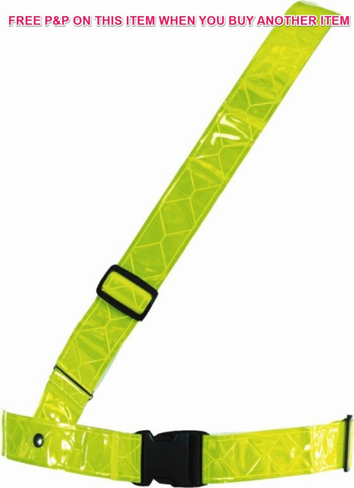 WOWOW VERY HIGH QUALITY HI VIS SAM BROWNE BRIGHT REFLECTIVE FLUORESCENT YEL