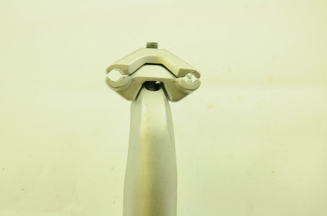 3D FORGED ALUMINIUM SWAN NECK 30.4mm SEAT POST MICRO ADJUST SATIN SILVER 350mm