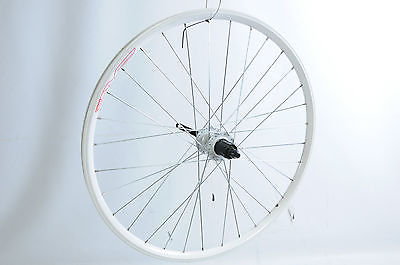 26” (559x19) DISC HUB MTB BIKE REAR WHEEL WHITE RIM FREEHUB TO