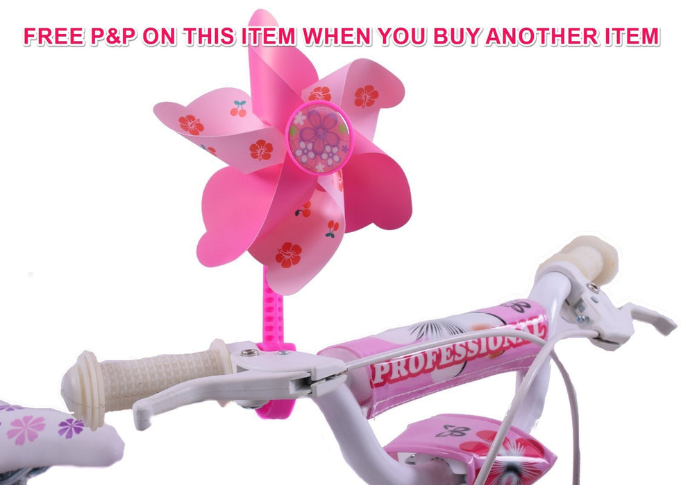 GIRLIE BIKE EXCLUSIVE HANDLEBAR TOY PINK FLOWER FAN HANDLEBAR SPINNING WINDMILL