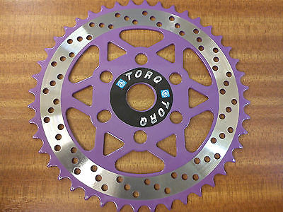 OLD SCHOOL BMX 44 TEETH "TORQ” PURPLE CHAINRING NEW OLD STOCK MADE IN 80’s NOS