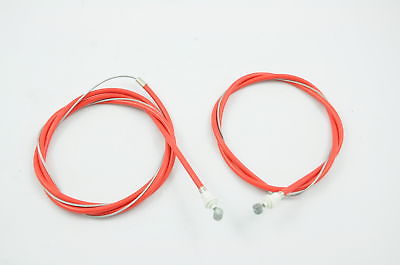 OLD SCHOOL BMX,RALEIGH BURNER OR ANY BMX BRIGHT RED FRONT & REAR BRAKE CABLE SET