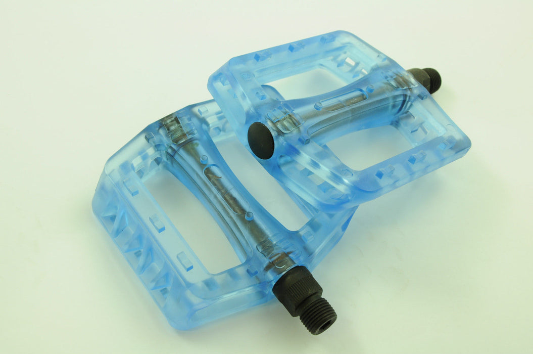 LIGHTWEIGHT MTB BIKE 9/16” PLATFORM PEDALS TRANSLUCENT BLUE SALE