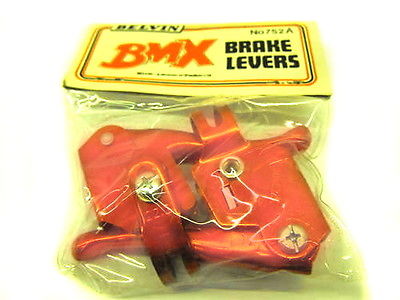 RED RALEIGH BURNER OLD SCHOOL BMX MX TYPE BRAKE LEVERS GENUINE NEW OLD STOCK
