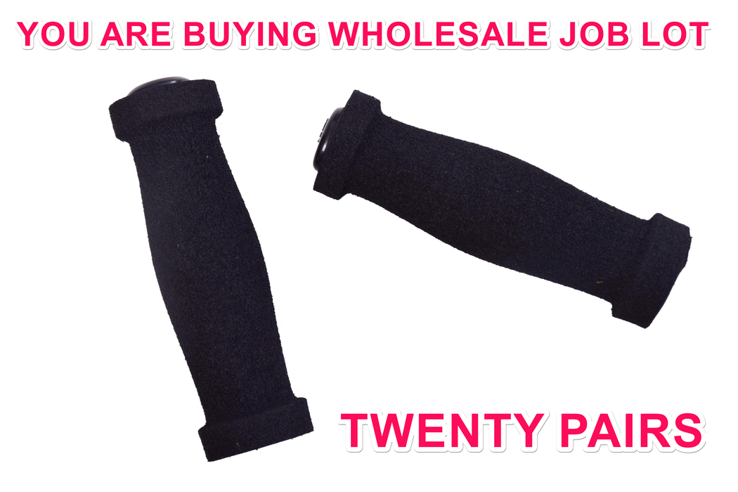 Wholesale Job Lot - Twenty Pairs Bike Foam Sponge Handlebar Grips With Bar End Plugs Black
