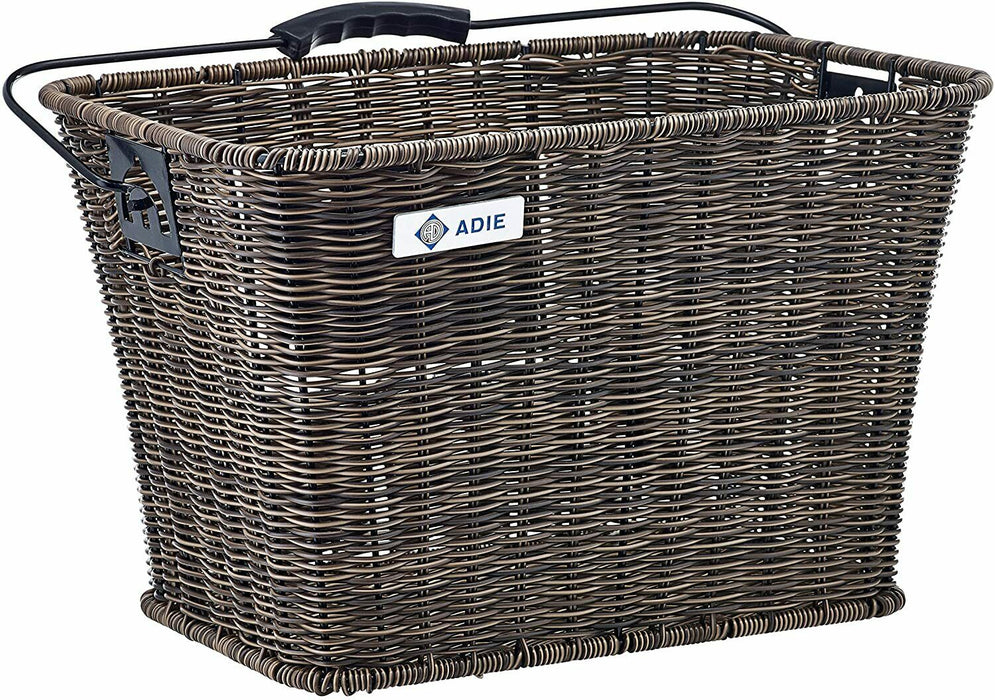 Luxury Bike Front Square Basket Rattan Effect Take On Off For Shopping With Strong Quick Release Handle Fitted Brown