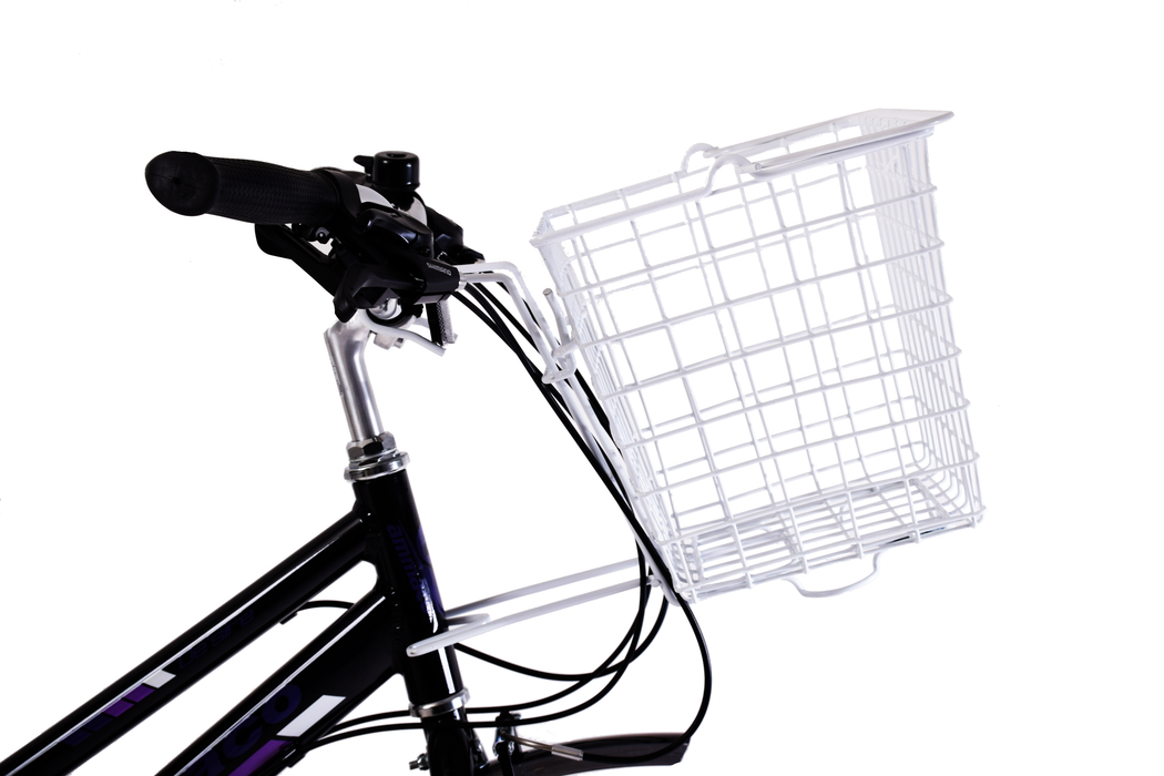 Super Square Bicycle Shopper Basket Front Fitting Cycle White Mesh Wire Bike Basket