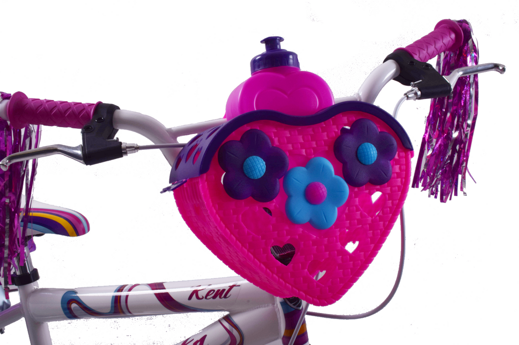 GIRLIE BIKE HEART FLOWER PINK BASKET & WATER BOTTLE IDEAL IDEAL FABULOUS PRESENT