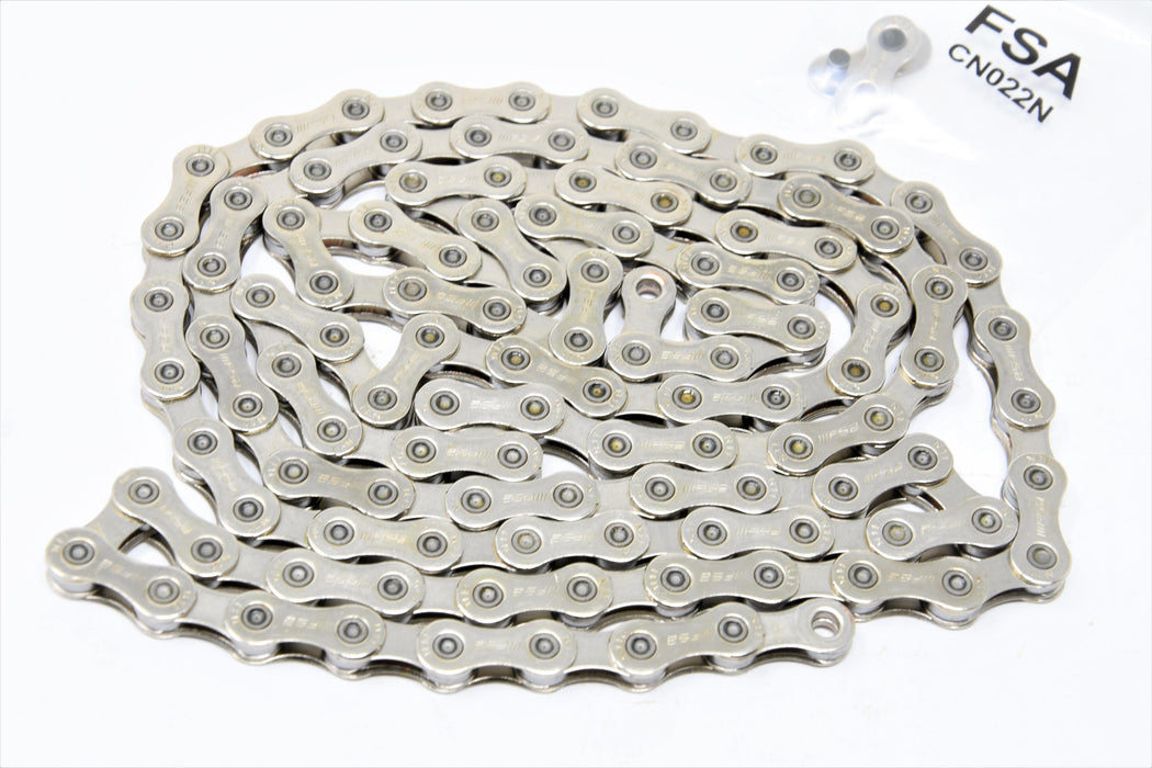FSA 11 Speed Bike Chain CN-1102 114 Link, High Quality Nickle Plated All Silver Colour