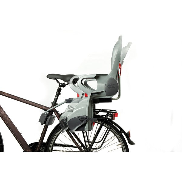 OK BABY SIRIUS RECLINING BABY- CHILD SEAT LOCKS ON TO REAR OF BIKE, REAL QUALITY SUITS UP TO 22kgs SILVER