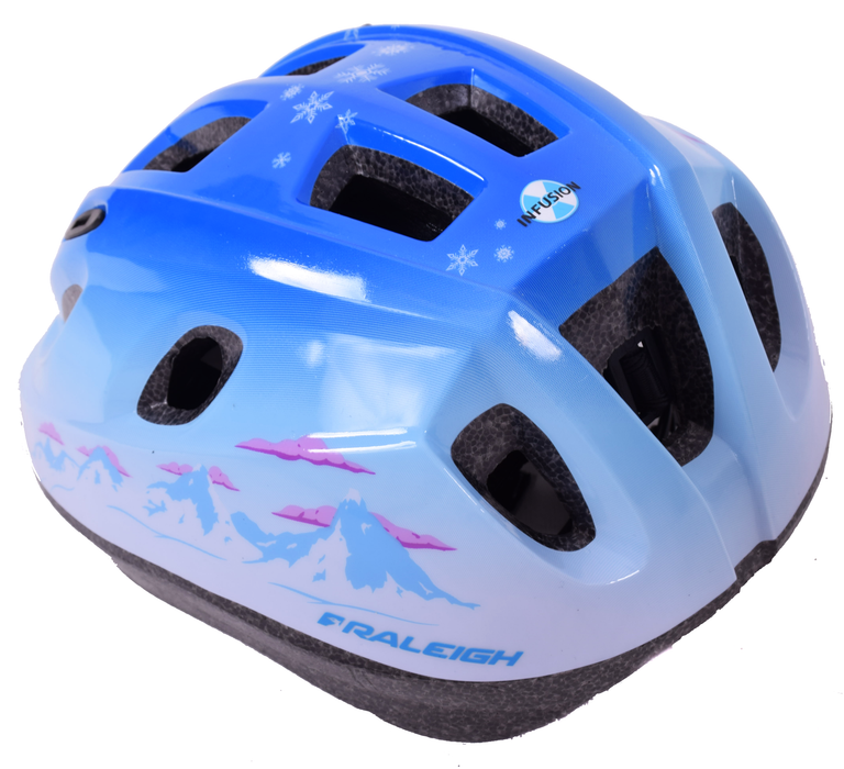 RALEIGH "MYSTERY ICE” CHILDS, KIDS, KIDDIES BIKE HELMET WITH BUILT IN LED SAFETY LIGHT 52-56cm BLUE