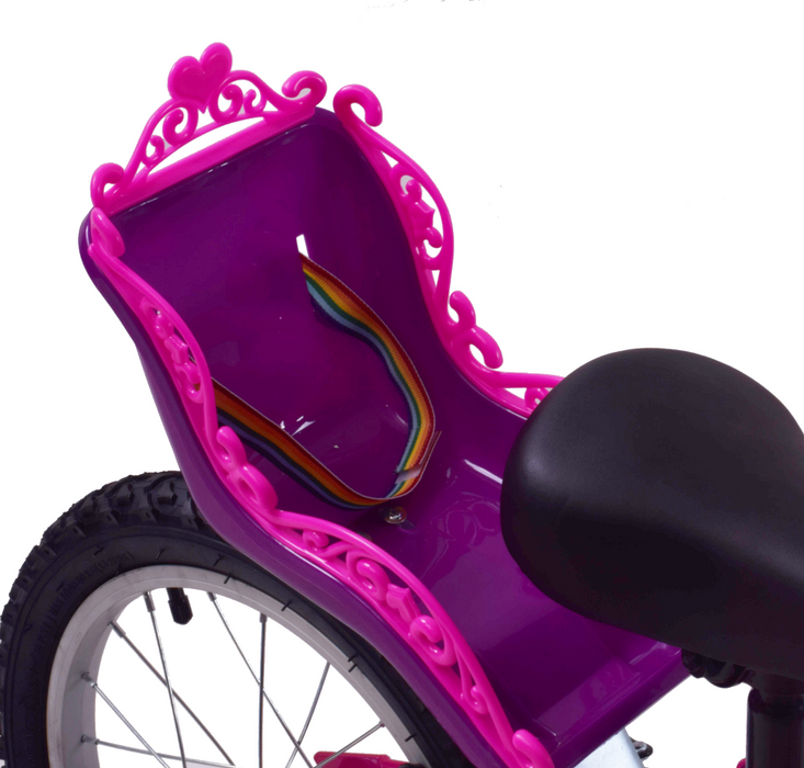 GIRLIE BIKE PINK & PURPLE DOLLY SEAT COMPLETE WITH MOLLY THE DOLLY FABULOUS PRESENT