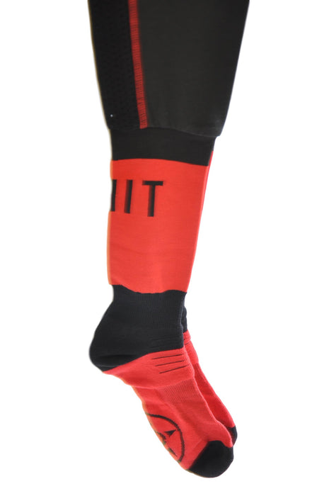 Unit MX Motocross Knee Brace Socks – UK size 10-12 Black-Red