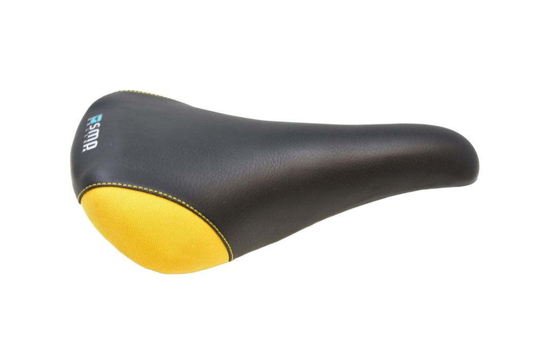 SELLE SMP BIKE SADDLE IDEAL FOR MTB & ROAD BICYCLES SEAT HAS CORDURA FABRIC BUMPERS (CORNERS) SMART FINISH BLACK and YELLOW