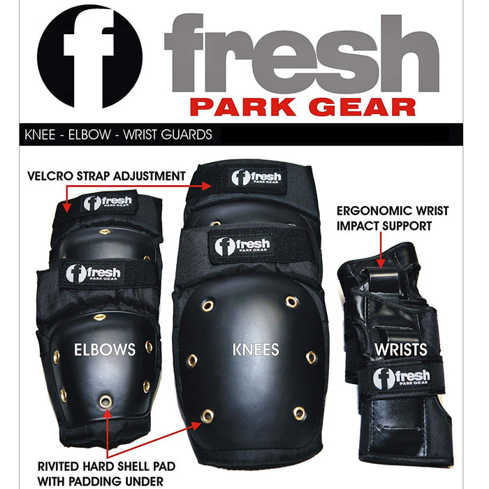 Freshpark 6 Piece Knee, Elbow & Wrist Pads Safety Set For BMX, Cycle, Scooter & Skates