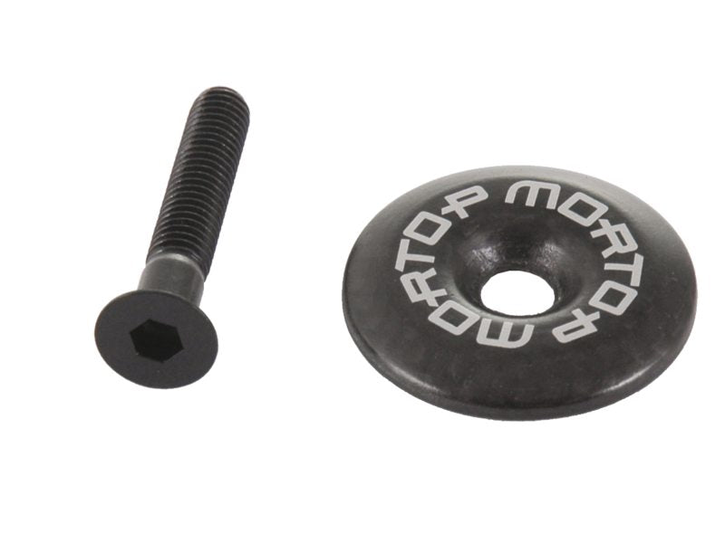 MORTOP CARBON HEADSET TOP CAP 1 1-8", M6 BOLT VERY LIGHT & STRONG WEIGHS JUST 6 GRAMS! BLACK