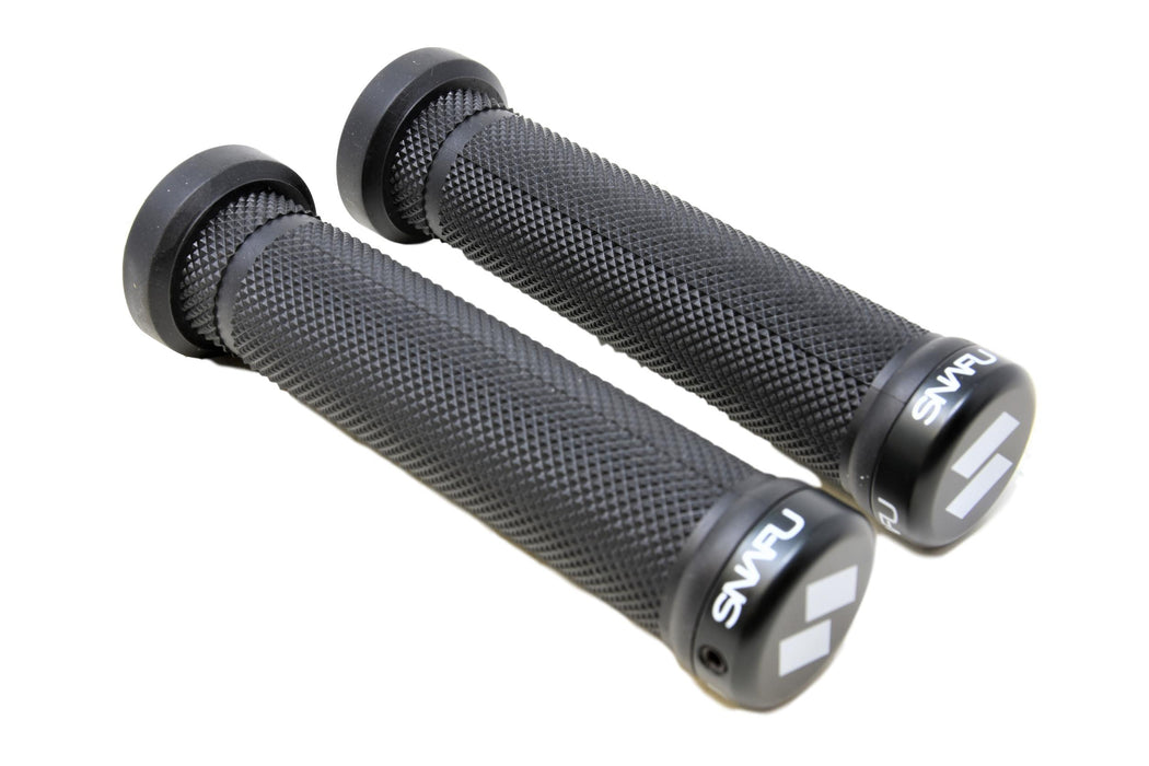 Snafu BMX Or MTB Double Lock-on 140mm Handlebar Diamond Pattern Grips - Black