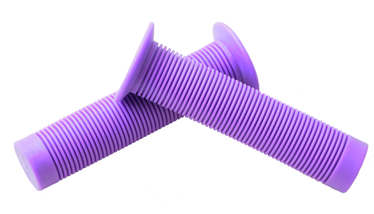 Purple Bike Handlebar Grips Ribbed, Soft Luxury Feel, Very Comfortable 135mm Long