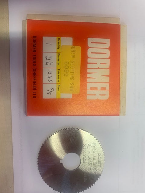 DORMER SCREW SLOTTING SAW BLADE 2 1-4" DIA .045 THICK 5-8" BORE 80 TEETH ENGLISH MADE NEW OLD STOCK BUY ONE GET ONE FREE