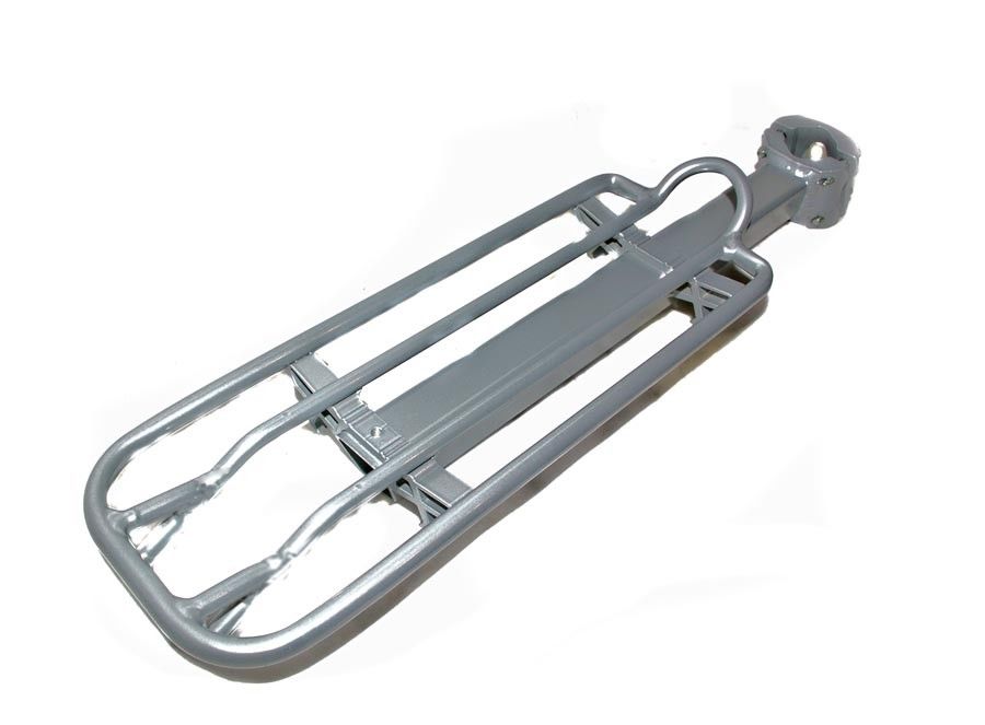 ALLOY SEAT POST MOUNTED CARRIER LUGGAGE RACK FOR SUSPENSION MTB & ALL BIKES SILVER