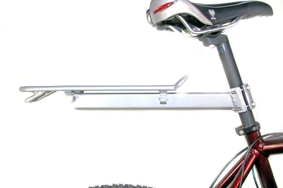 ALLOY SEAT POST MOUNTED CARRIER LUGGAGE RACK FOR SUSPENSION MTB & ALL BIKES SILVER