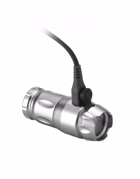 JCOOL TAVIC 3W LED FRONT COMPACT MINI BIKE LIGHT USB RECHARGEABLE + BRACKET SILVER