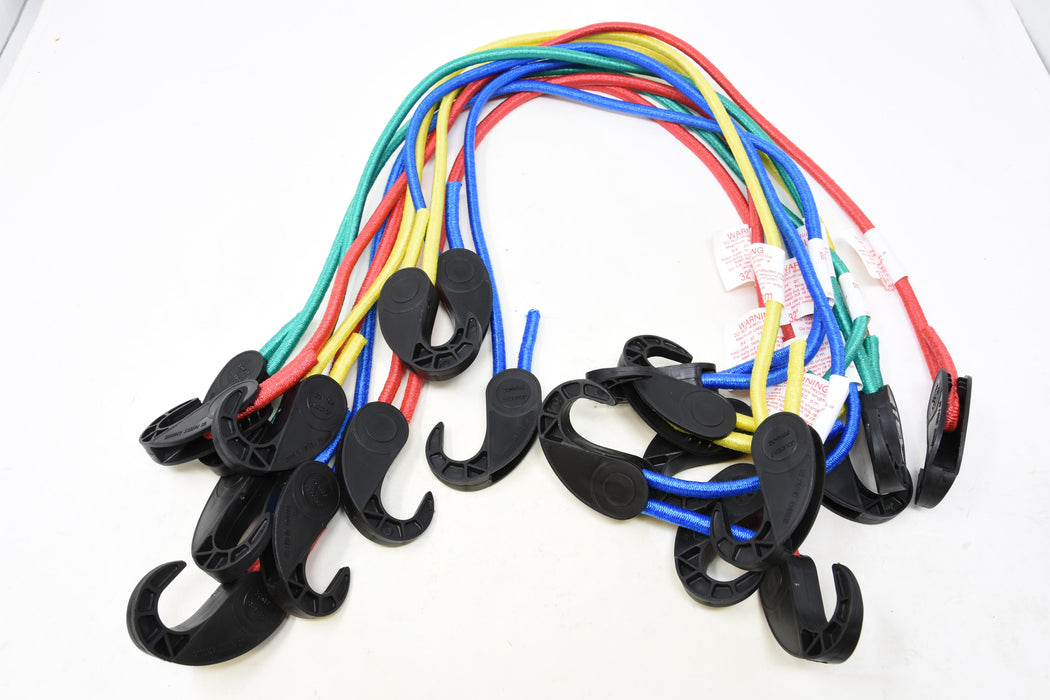 Job Lot Ten (10) 32” Coloured Bungee Elastic Luggage Strap Cords With Safety Hooks
