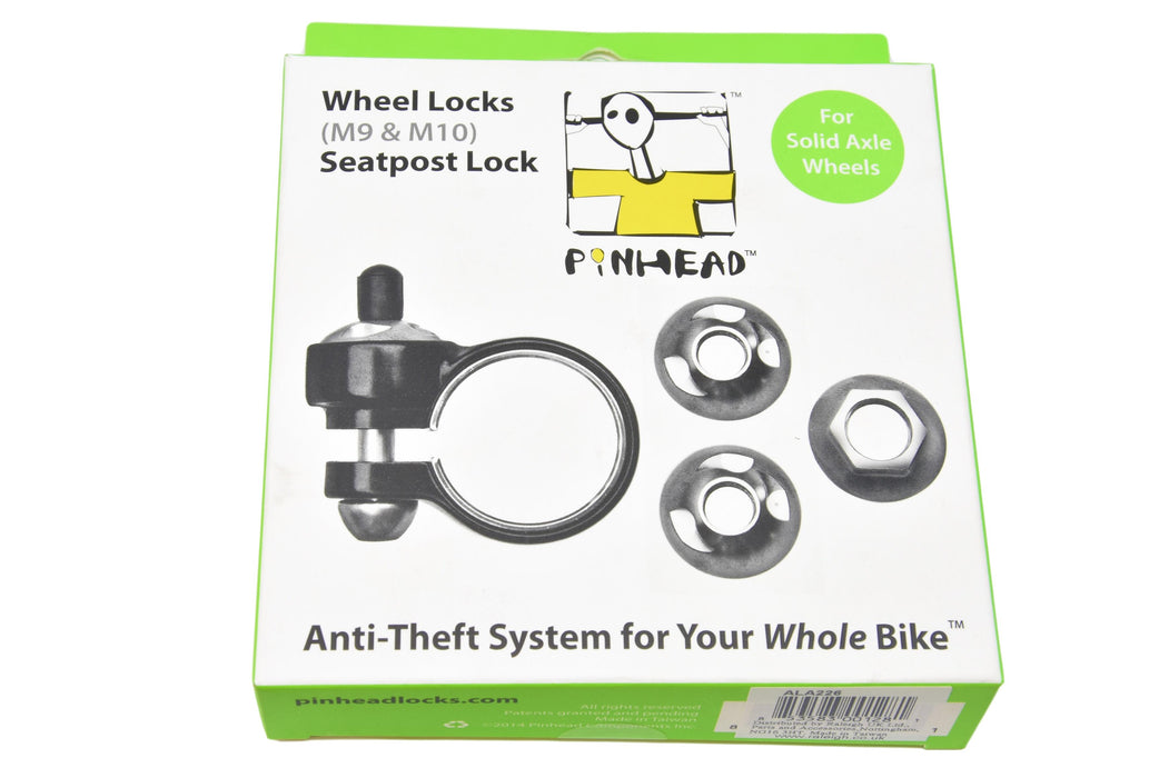 Pinhead Wheel + Seat Locking System M9 + M10 Solid Axle Cycle Wheel + Seatpost Lock