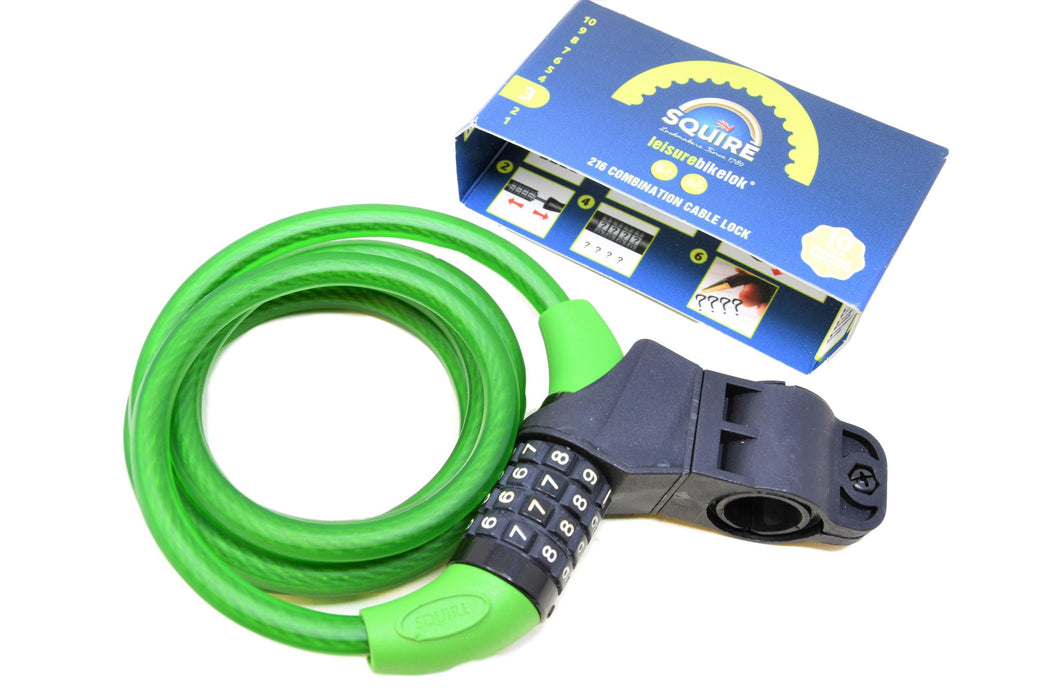 Henry Squire 216 Bike Cycle Secure Coil Combination Cable Lock Bike Security Green
