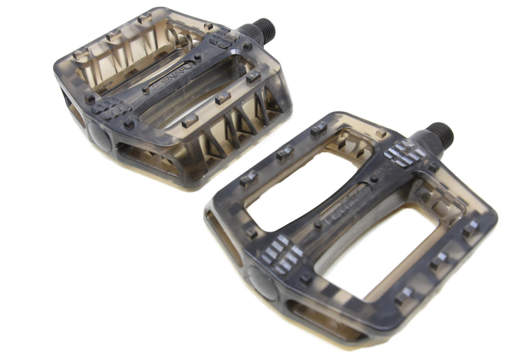 Pair Snafu Platform PC Pedals BMX Or MTB  9-16” 4130 Cro-moly Axle Smoked Clear (Black)