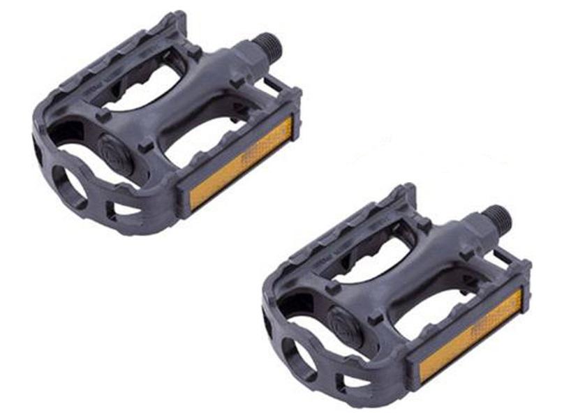 Pair VP 9-16" Adult Bike Replacement MTB ATB Pedals Black Resin With Reflectors