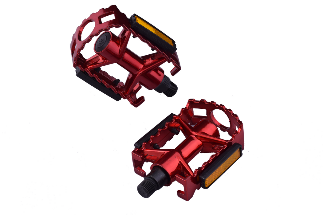 Anodised Red Alloy 9-16" MTB Pedals One Piece Lightweight Boron Axle 50% OFF RRP